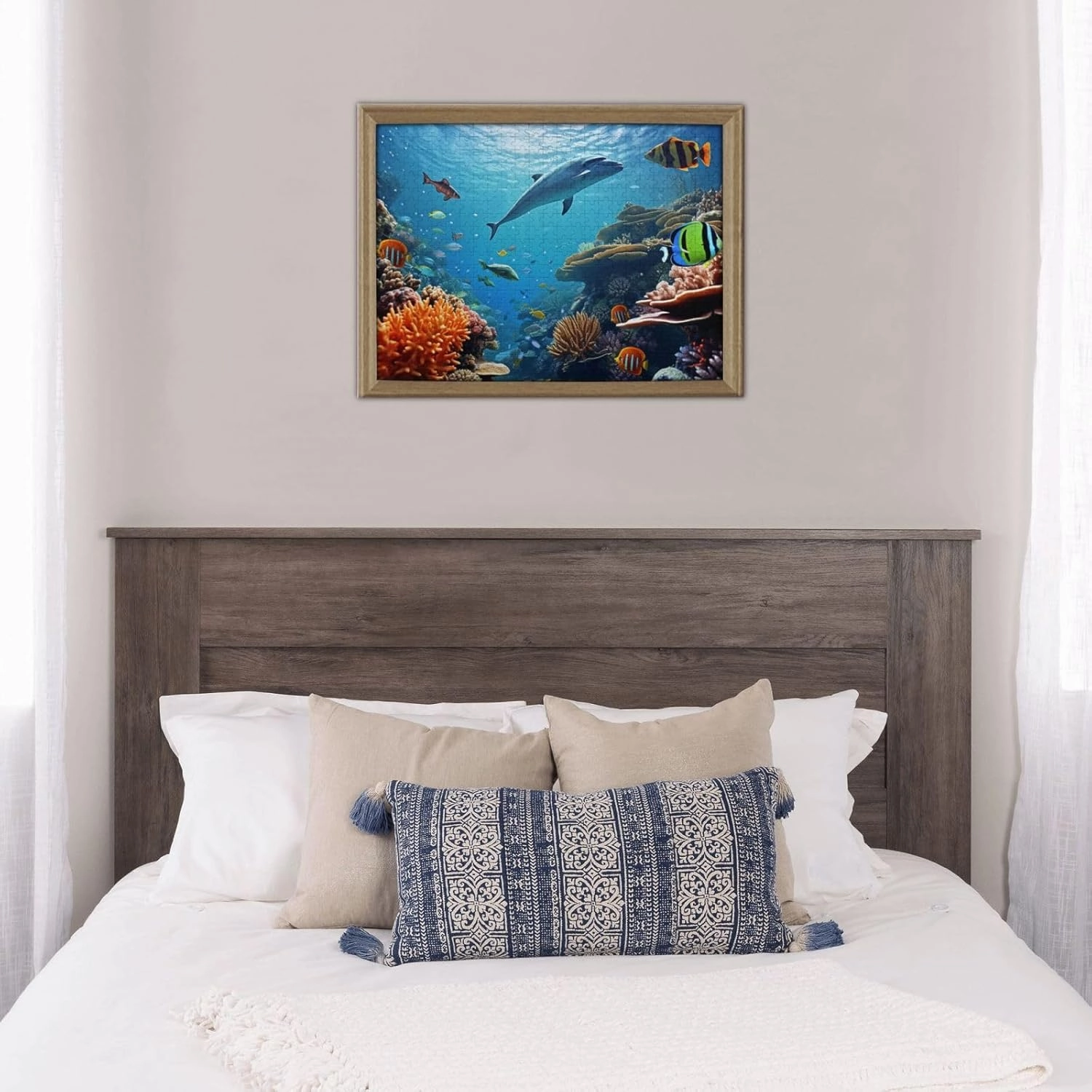 500 Piece Jigsaw Puzzles for Adults Challenging Puzzle Wooden Ocean Sea Seabed Coral Fish Picture Puzzle Personalized Custom Wood Puzzle for Family Game Nights Gifts 20.4"x15"
