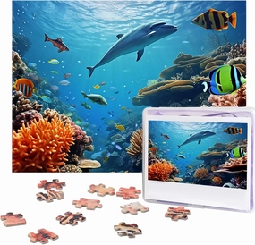 500 Piece Jigsaw Puzzles for Adults Challenging Puzzle Wooden Ocean Sea Seabed Coral Fish Picture Puzzle Personalized Custom Wood Puzzle for Family Game Nights Gifts 20.4"x15"