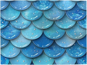 500 Piece Wooden Puzzle Mermaid Fish Scales Oceanic Underwater Blue Wood Puzzle for Adults Teens Family Game Educational Gifts
