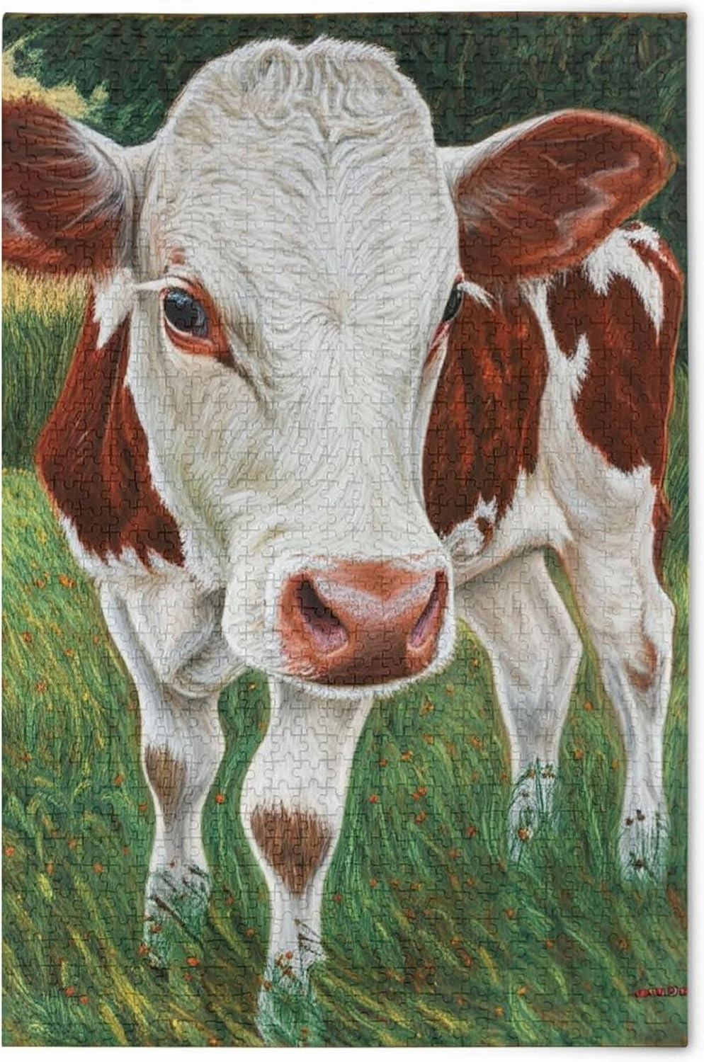 500 Pieces Puzzles for Adults - White Calf Grassland Jigsaw Puzzle, Challenging and Daring to Try, DIY Family Entertainment Interactive Fun Gift