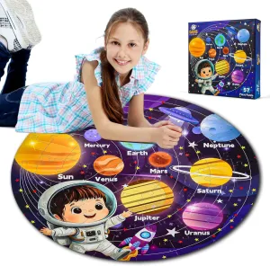 57-Piece Solar System Floor Puzzle, Educational and Interactive Toy, Jigsaw Puzzle for Kids Ages 4-6, Large Puzzle for Family Time and STEM Learning
