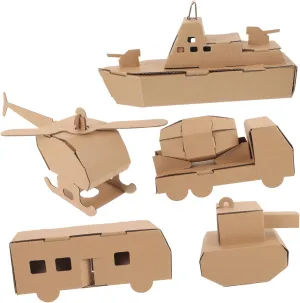 5pcs Paper Puzzle Craft Interactive Helicopter and Car Model Assembly for Creative DIY Activity for Birthdays and Playdates