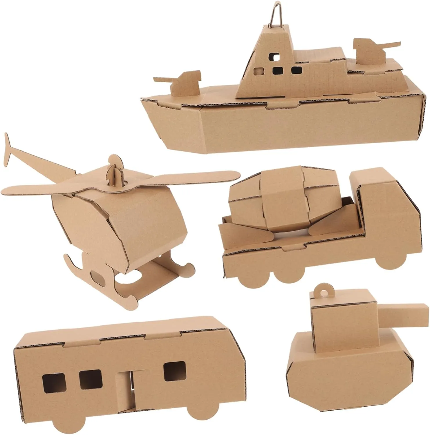 5pcs Paper Puzzle Craft Interactive Helicopter and Car Model Assembly for Creative DIY Activity for Birthdays and Playdates