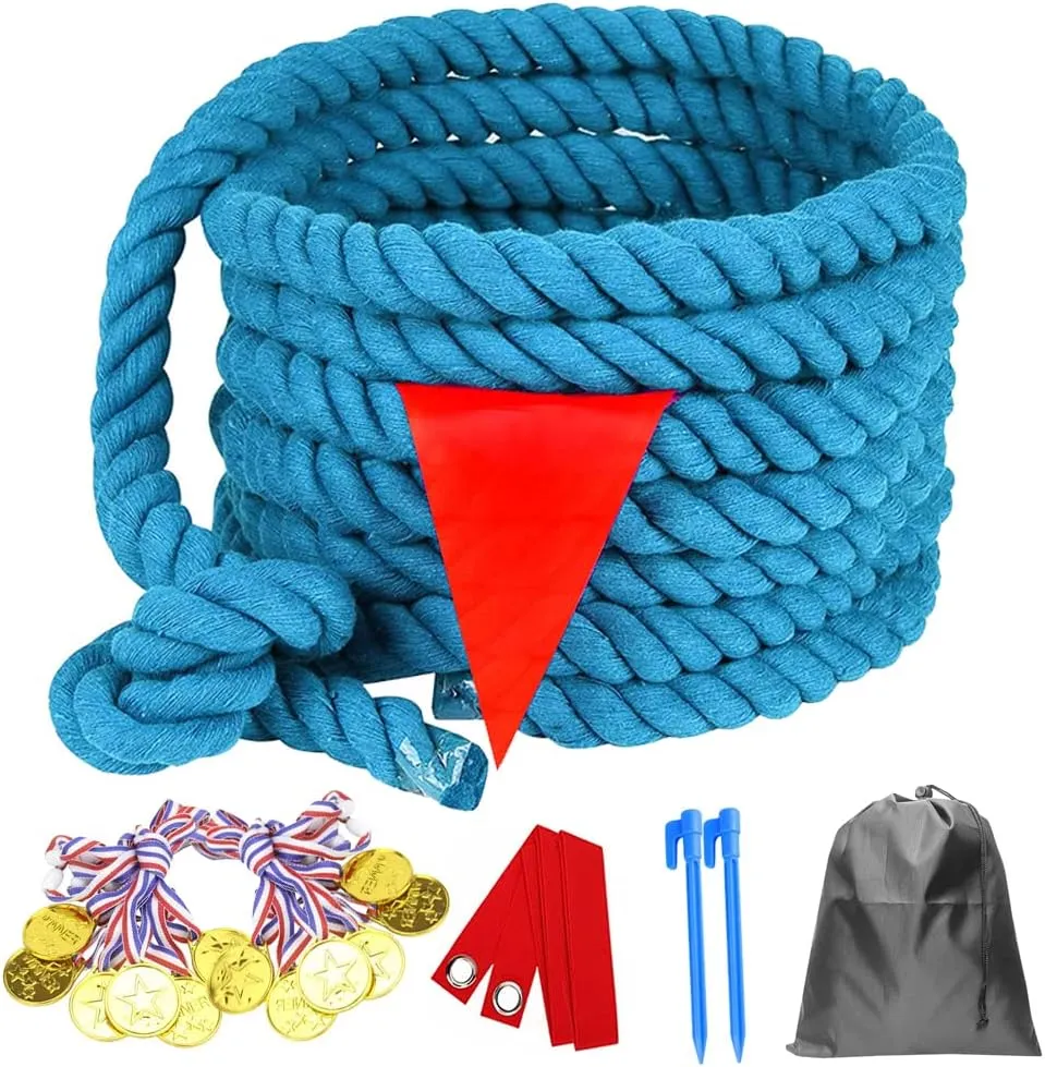 60 Feet Tug of War Rope for Kids and Adults, Outdoor Games Summer Outdoors Yard Backyard Camping Lawn Games for Field Day Family Reunion Birthday Party Team Building Activities Carnival Games