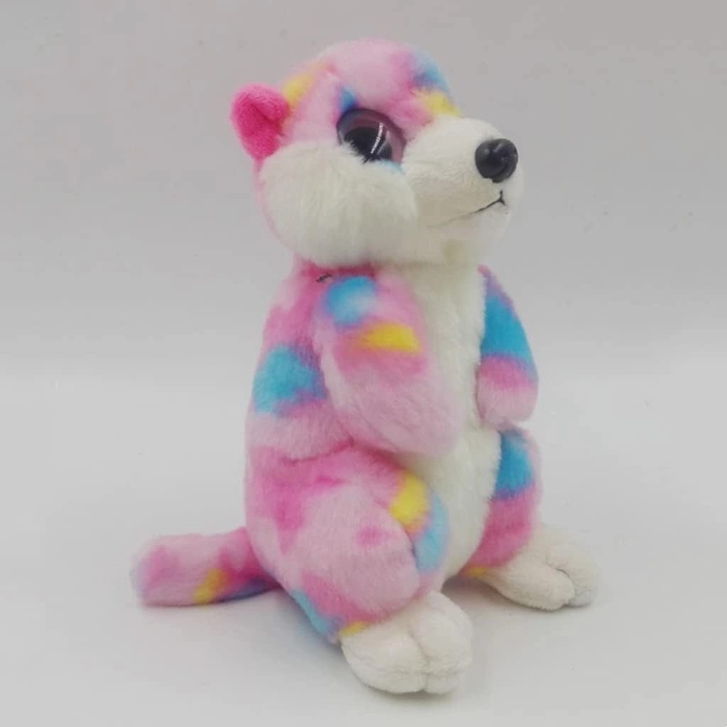6.7'' Kawaii Rainbow Meerkat Stuffed Animal Plush Toy Cute Pink Blue Mongoose Plushie Figure Toys Pillow Doll Home Decor (6.7'', Rainbow Meerkat)