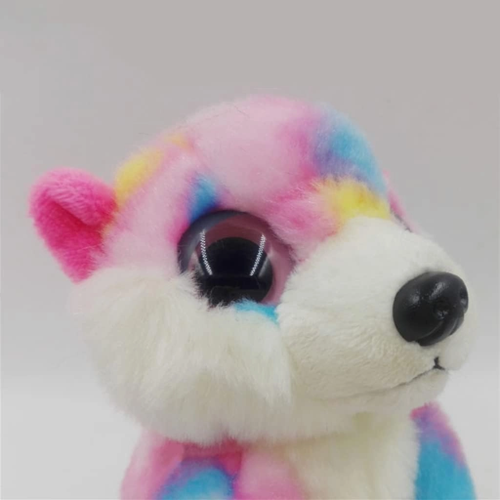 6.7'' Kawaii Rainbow Meerkat Stuffed Animal Plush Toy Cute Pink Blue Mongoose Plushie Figure Toys Pillow Doll Home Decor (6.7'', Rainbow Meerkat)