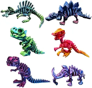 6pcs 3d Printed Dinosaur Animals T Rex Dragon Toy Desk Toys Stem Easter Easter Basket Stuffers Dinosaur Toys For Kids 3-6 6-8 8-12 Boy and Girl Toy Gifts Holiday Gifts Cute Bones Movable Play With