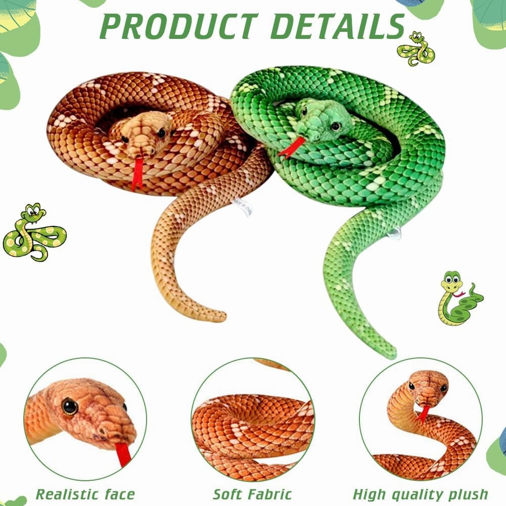 75IN Giant Snake Plush Large Stuffed Snake Realistic Stuffed Animal Snake Lifelike Plush Snake Toy Gifts for Hallowen Birthday Party Prank Props
