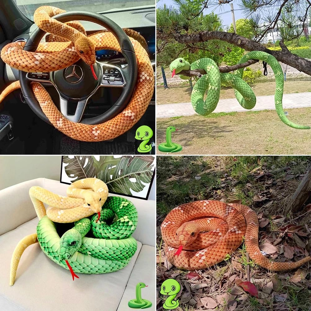 75IN Giant Snake Plush Large Stuffed Snake Realistic Stuffed Animal Snake Lifelike Plush Snake Toy Gifts for Hallowen Birthday Party Prank Props