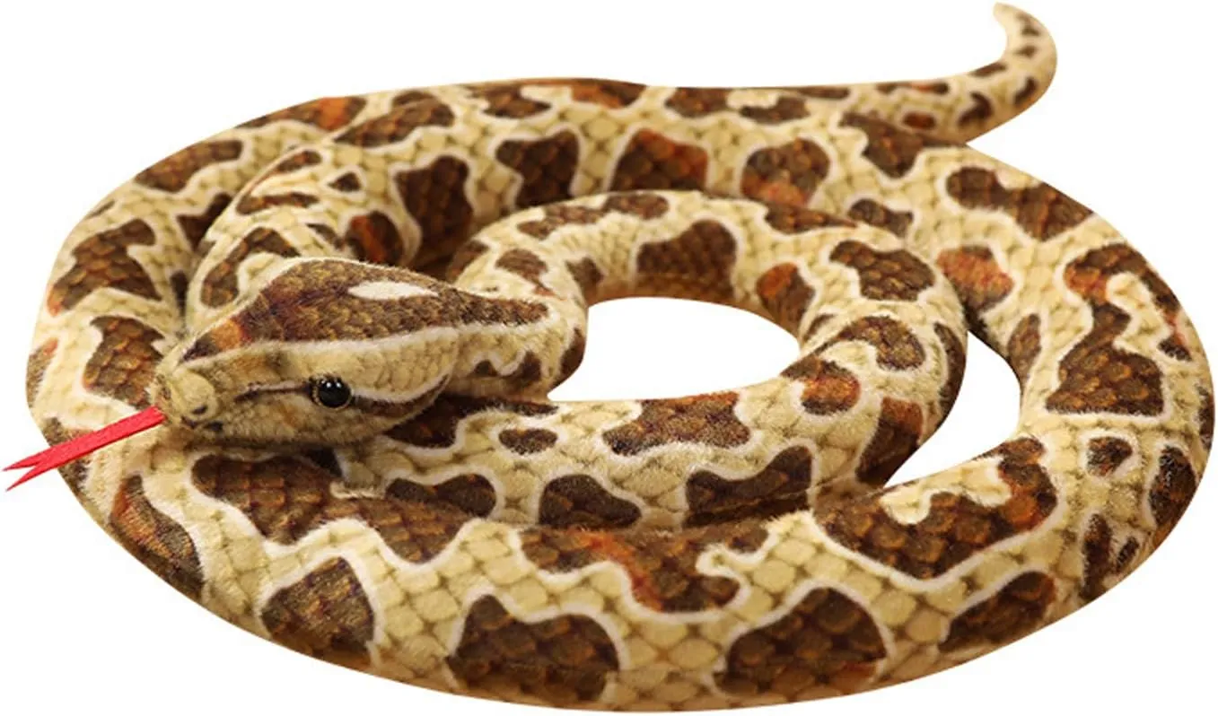 79inch Long Realistic Snake Stuffed Animal, Large Plush Snake, Furry Lifelike Snake Animal Toys for Kids, Snake Plush Gift for Adults, Giant Stuffed Snake, Scary Python Horror Pranks for Halloween