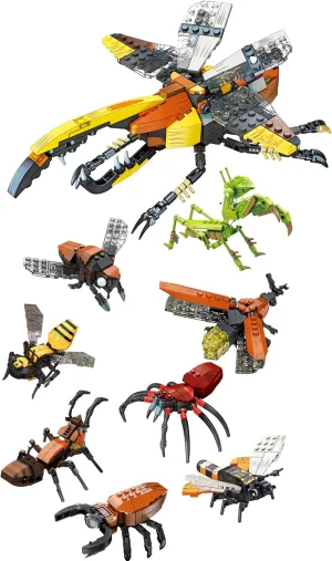 8 Bugs, 8-in-1 Big Insect Lighting Building-Bricks Set, Some Insects Come with Lights, for Boys,Girls and Adults(762 Pcs)