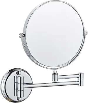 8-Inch Wall-Mounted Makeup Mirror, 360° Swivel Brass Double-Sided Mirror with 3X Magnification, Extendable Vanity Mirror(7X)
