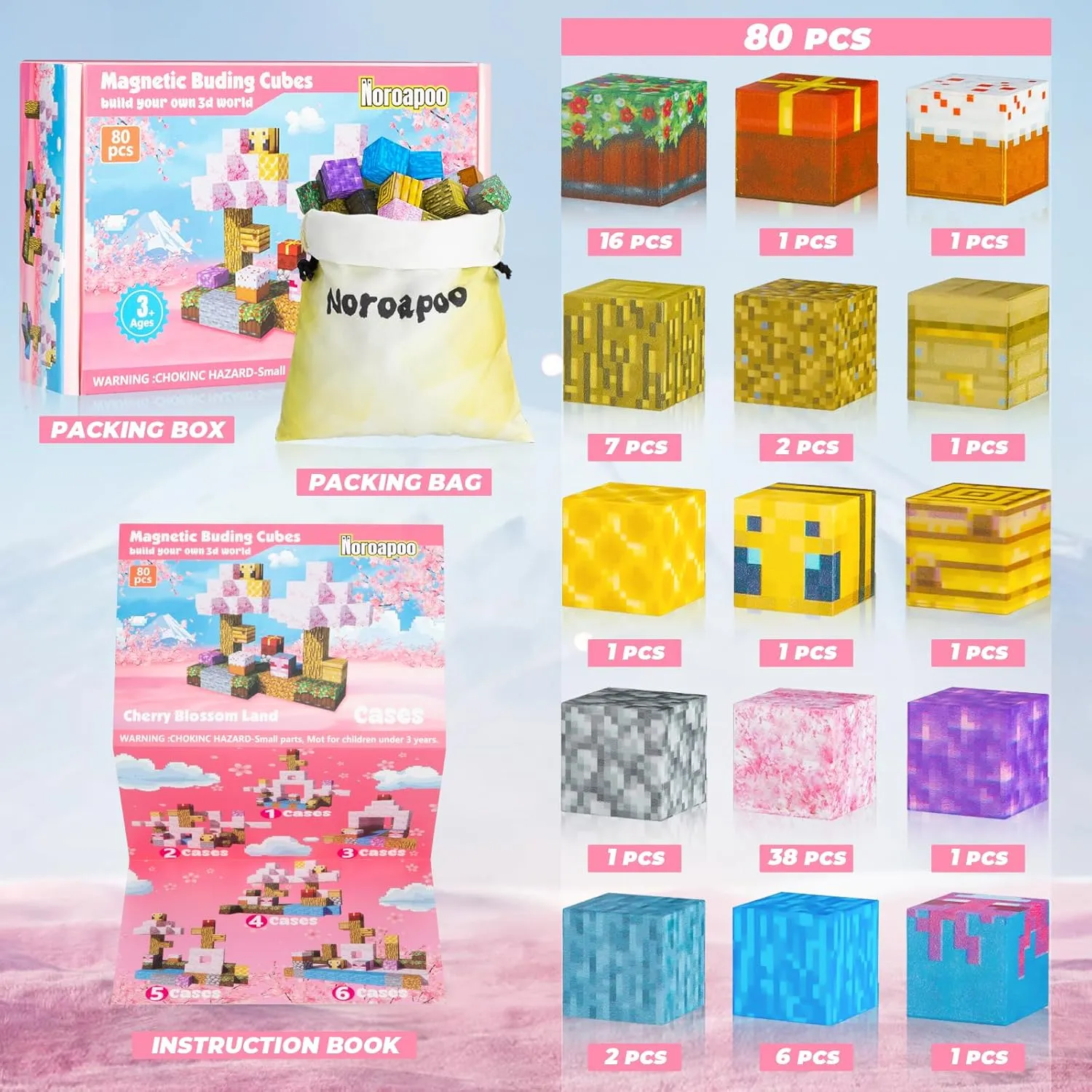 80pcs Magnetic Building Blocks Tiles for Kids Ages 4-8-12，Magnetic Building Tiles Blocks Constructions Toys Birthday Gifts for Kids Boys Girls Ages 8-12