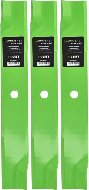 8TEN LawnRAZOR Mower Blade Set for John Deere Lesco 50 inch Deck 285 316 317 318 322 AM39966 M86209 050581 (Low-Lift)