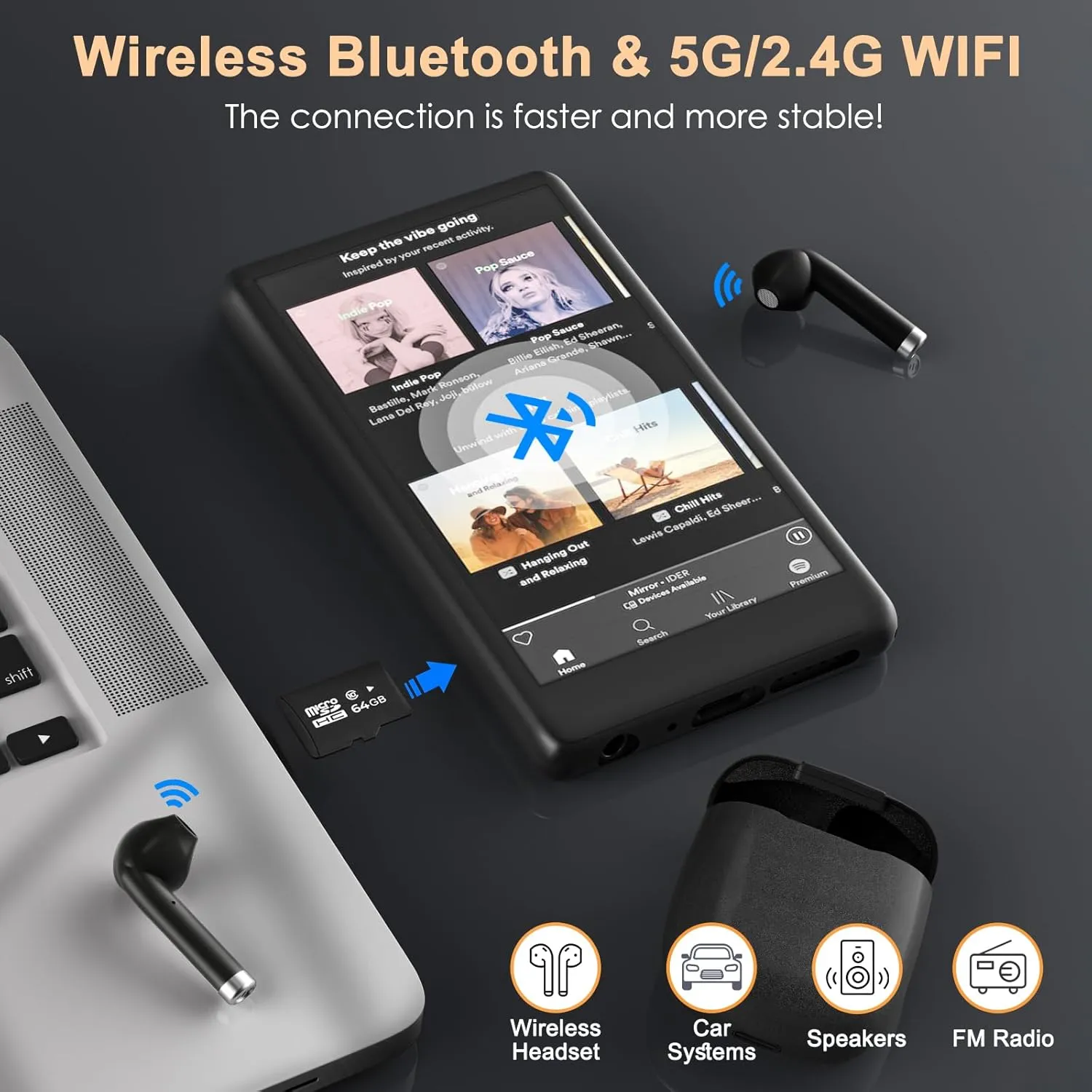 96GB MP3 Player with Bluetooth and WiFi, 4.0" Touch Screen, MTK Octa-core, MP4 MP3 Player for Spotify, Pandora, Music, 3GB RAM 96GB Storage Up to 1Tb, Android Music Player for Parental Control