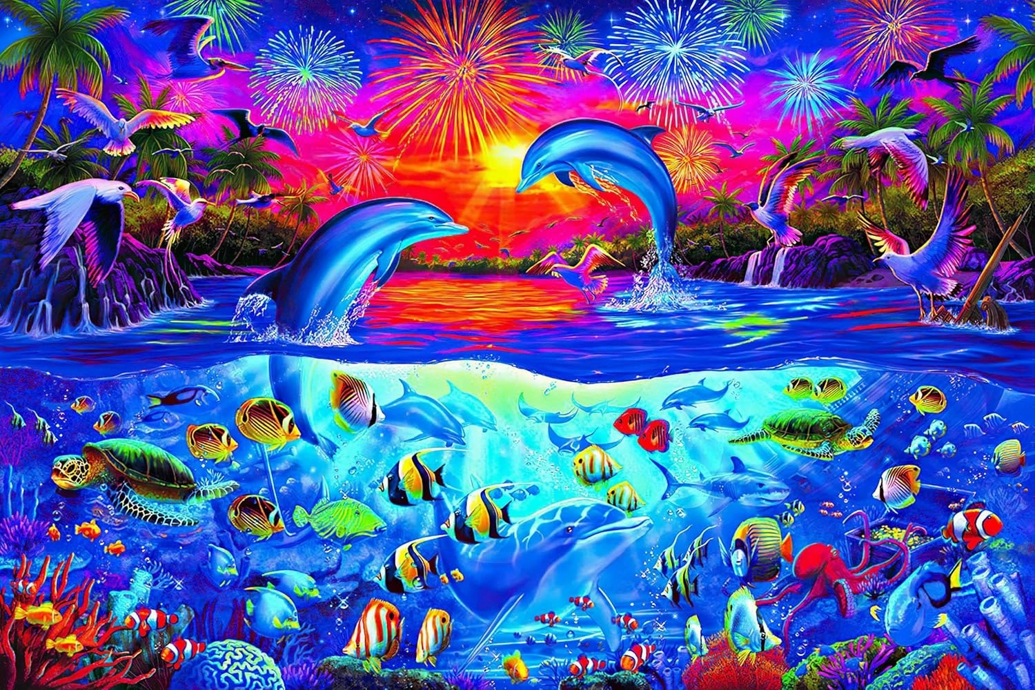 A Dolphin's Paradise Ocean Puzzle for Adults and Kids | Difficult 1000 Piece Jigsaw Puzzle Toy | Interactive Brain Teaser for Game Night | 28 x 20 inches