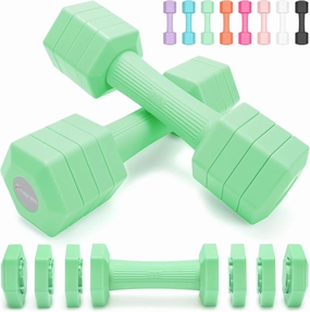 Adjustable Dumbbells Set, 4 in 1 Hand Weights Set for Women Men 10 LB/12 LB Dumbbell Pair Each 2lbs 3lbs 4lbs 5lbs Weights Dumbbell Set with TPU Soft Rubber Handle for Home Gym Exercise Fitness