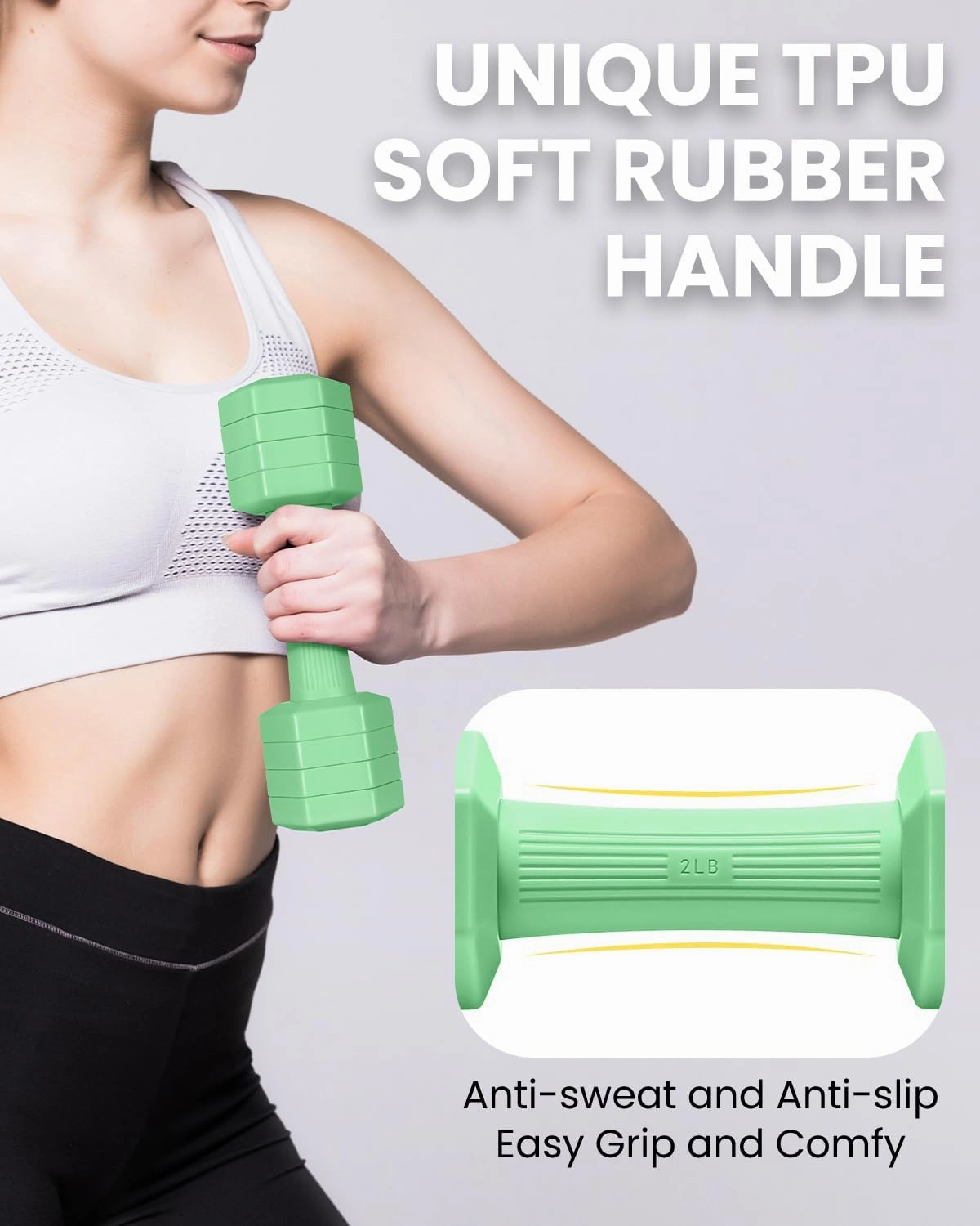 Adjustable Dumbbells Set, 4 in 1 Hand Weights Set for Women Men 10 LB/12 LB Dumbbell Pair Each 2lbs 3lbs 4lbs 5lbs Weights Dumbbell Set with TPU Soft Rubber Handle for Home Gym Exercise Fitness