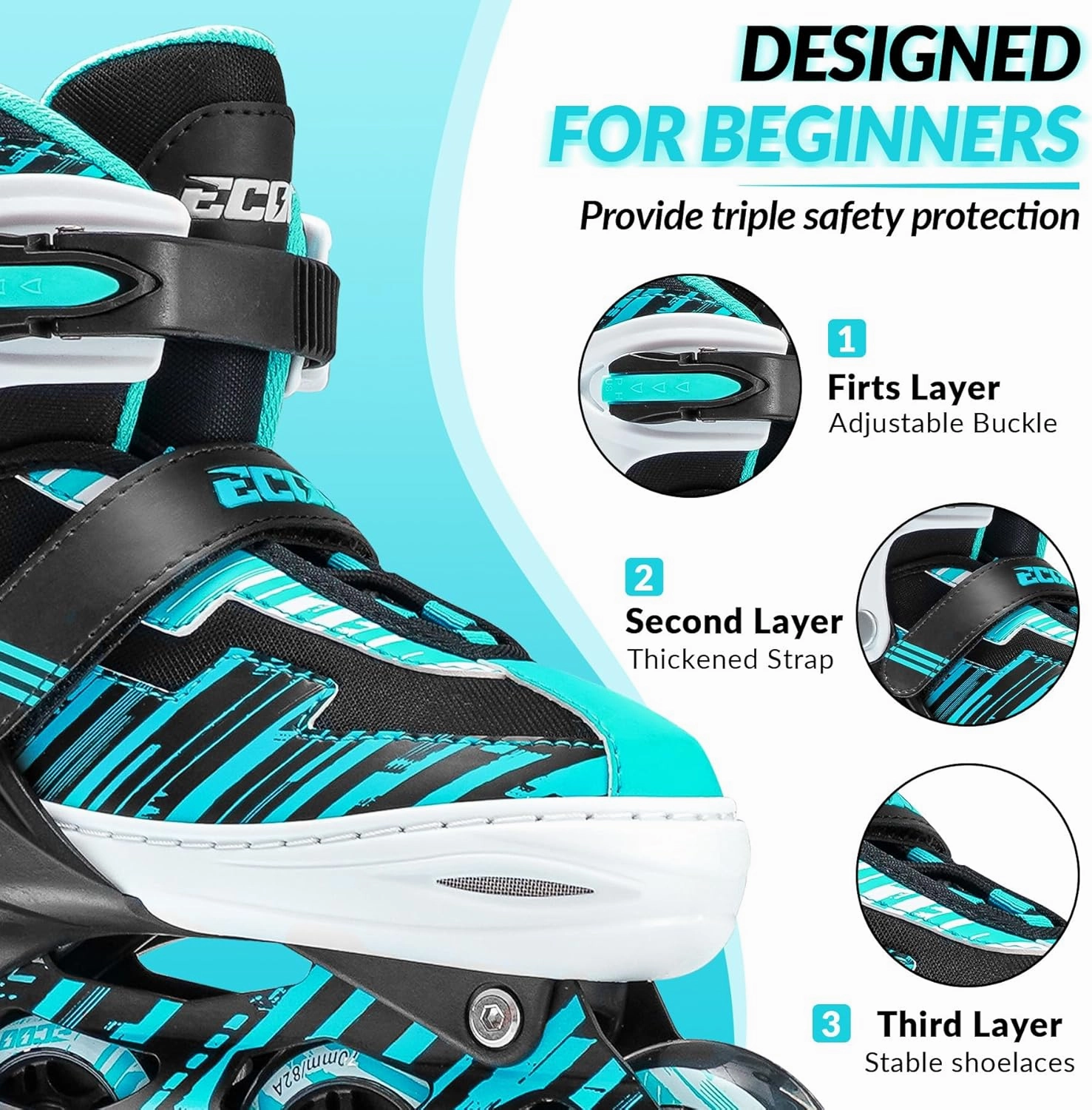 Adjustable Inline Skates Boys and Girls with Light up Wheels，Roller Skates for Kids Ages 4-12, Teen Skates for Beginner Outdoor and Indoor