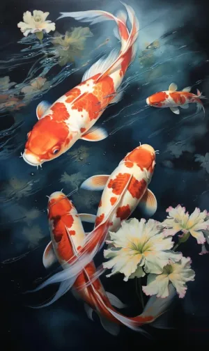 Adult Jigsaw Puzzle 1000 Pieces - A Painting of Two Koi Fish in A Pond Interesting Parent-Childs Family Entertainment Leisure Fun Interactive Wooden