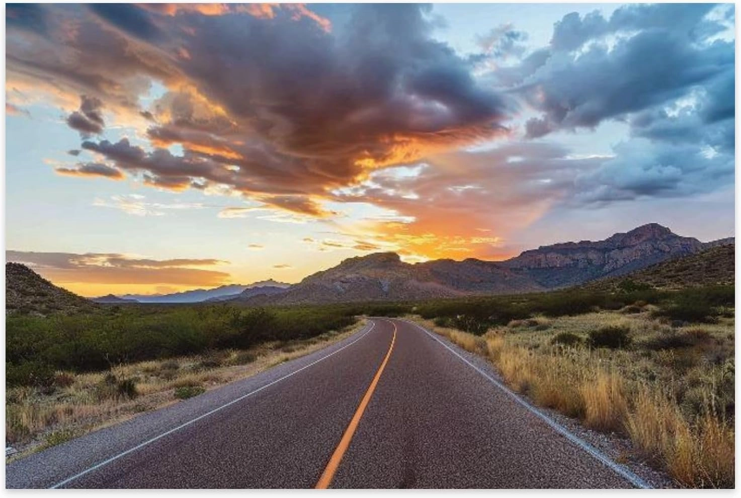 Adult Entertainment Jigsaw Puzzle 1000 Pieces Road Dramatic Sunset Sky Desert Landscape Interesting Parent-Child Games Family Entertainment Leisure Fun Interactive Wooden
