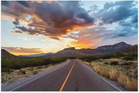 Adult Entertainment Jigsaw Puzzle 1000 Pieces Road Dramatic Sunset Sky Desert Landscape Interesting Parent-Child Games Family Entertainment Leisure Fun Interactive Wooden