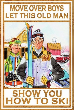 Adults Kids 500 Pieces Wooden Jigsaw Puzzle Skiing Couple, Move Over Boys Let This Old Man Show You How to Ski Puzzle Challenging Fun Family Games Toys for Home Decor Family Activities