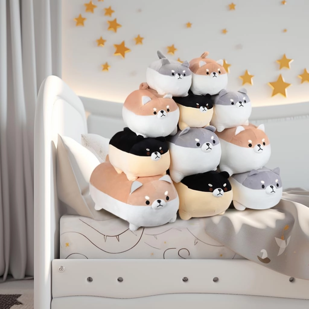 AFAN Shiba Inu Stuffed Animal Plush Kawaii Corgi Dog Plush Pillows Cute Soft Dog Toy Plushies Gifts for Boys Girls Kids (Gray, 19.6 Inch)