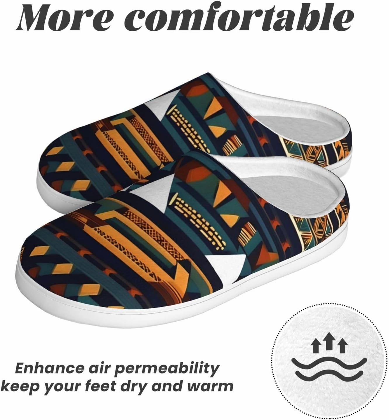 African Ethnic Pattern print Men's Women's Slippers Comfort Closed Toe House Shoes Fall Winter Home Slippers Indoor Scuff