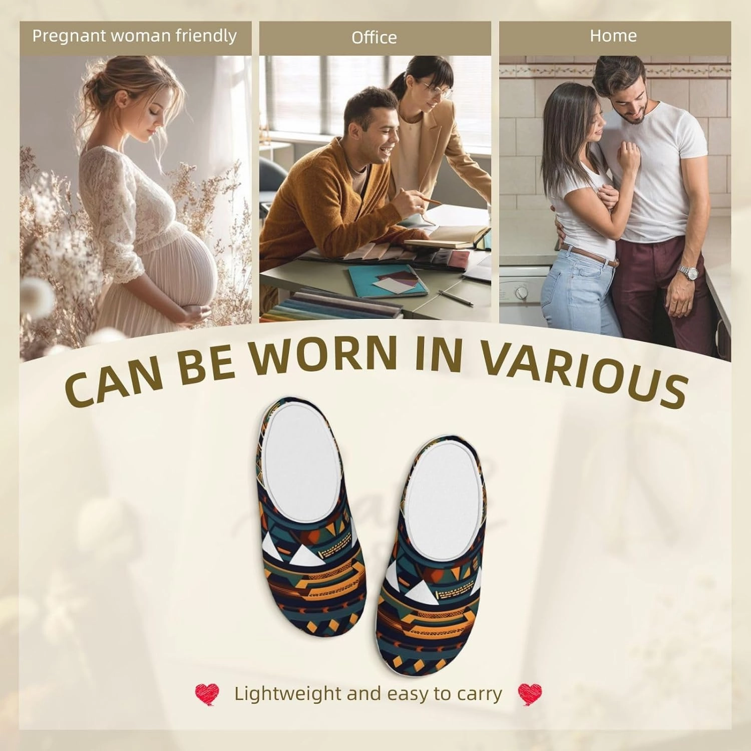 African Ethnic Pattern print Men's Women's Slippers Comfort Closed Toe House Shoes Fall Winter Home Slippers Indoor Scuff