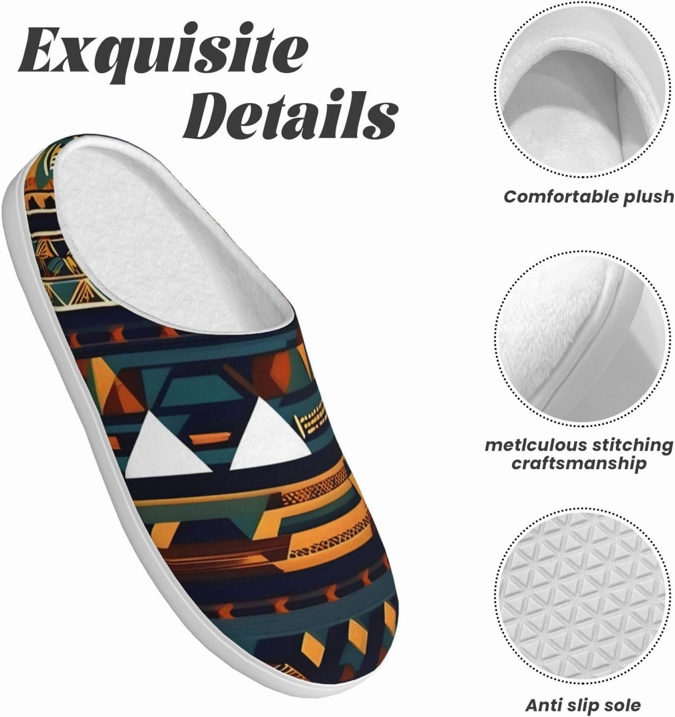 African Ethnic Pattern print Men's Women's Slippers Comfort Closed Toe House Shoes Fall Winter Home Slippers Indoor Scuff