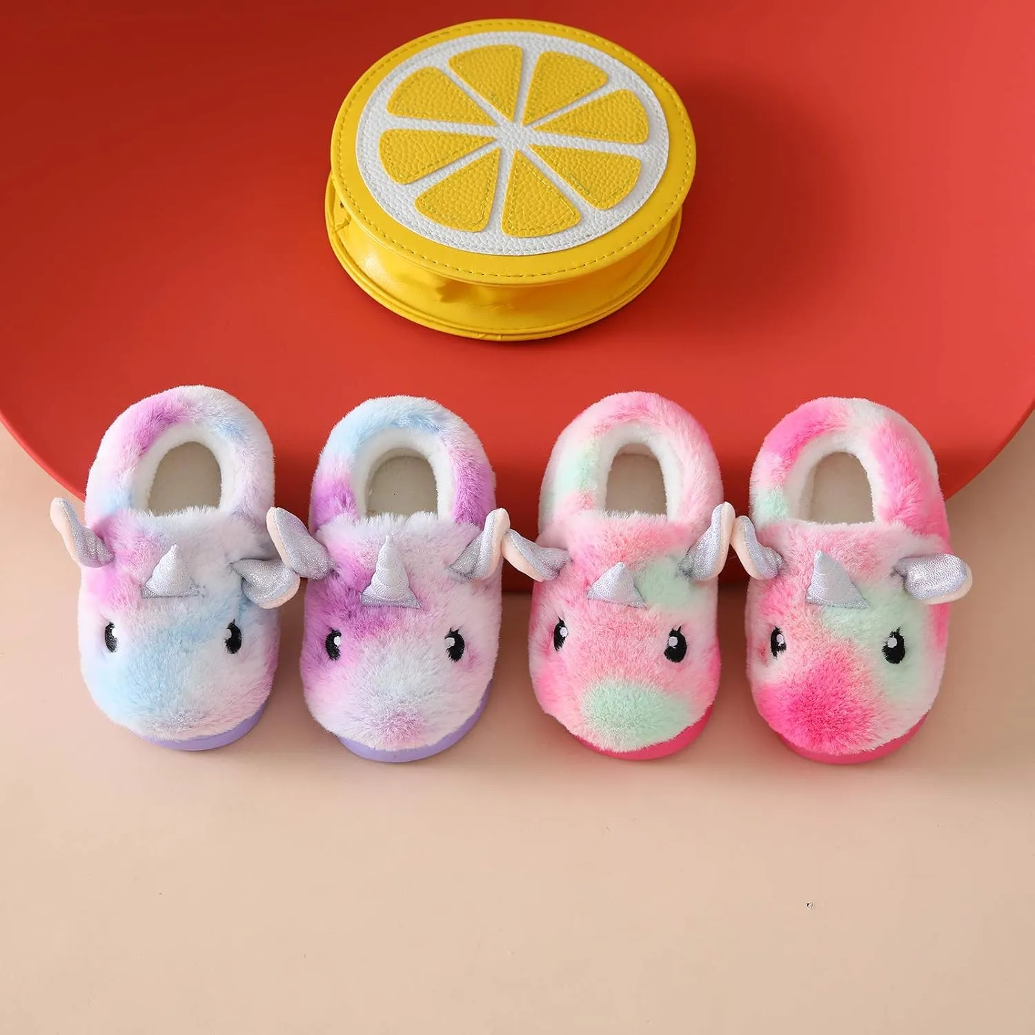 Ainikas Boys & Girls Toddler Plush House Slippers - Warm, Fluffy, Fuzzy Nonslip Winter Slippers