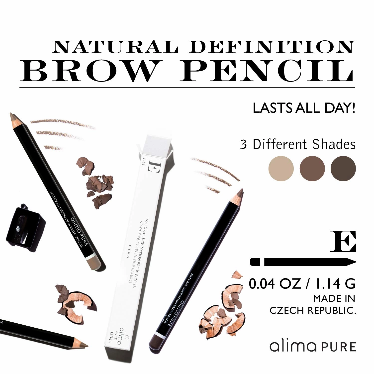 Alima Pure | Natural Definition Brow Pencil | Eyebrow Pencil | With Jojoba Oil | Eyebrow Makeup | Mineral Makeup | Brunette,.04 oz / 1.14 g