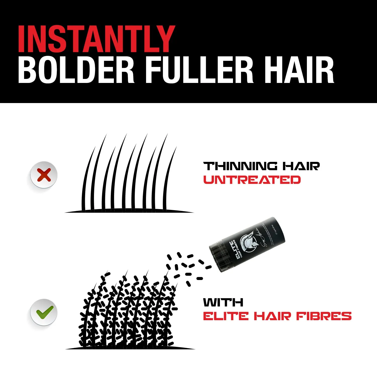 ALL NATURAL - Instantly Increase Hair Density - For Men and Women - 12g with Applicator (Medium Brown)