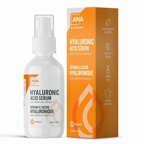 All Natural Advice Hyaluronic Acid Serum for Face 60 mL | With Organic Botanicals, MSM, Vitamin C & Aloe | Hydrating Serum with Airless Bottle & Precision Pump | Canadian Skin Care