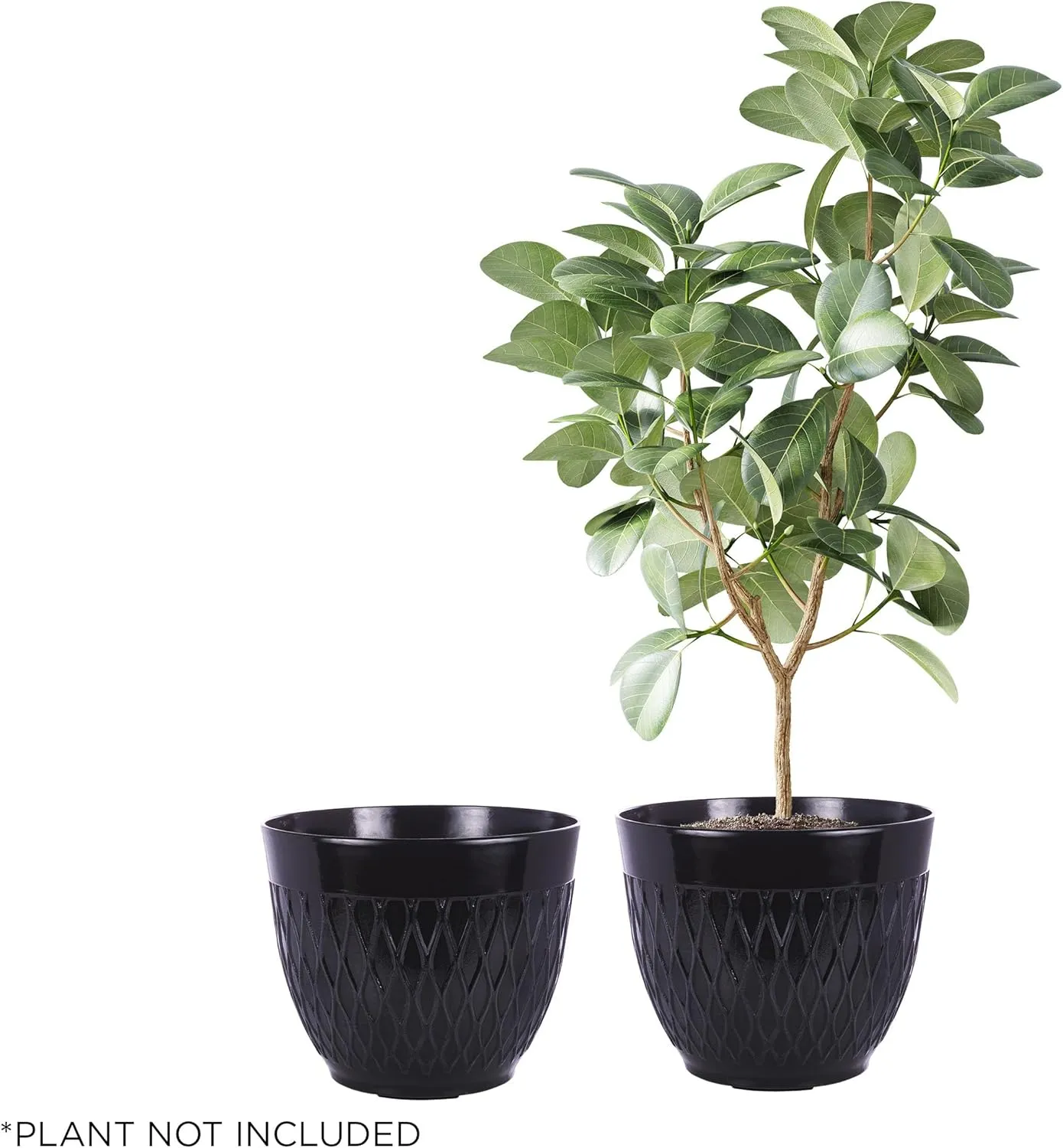 Alpine Corporation CLL404BK-2 Indoor Outdoor Stone Look Planters with Drainage Holes, Black, Set of 2