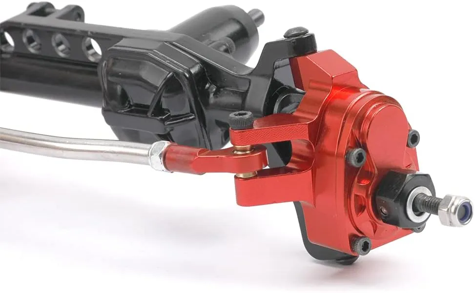 Aluminum Alloy Portal Axle Complete Front Axle for Axial SCX10 III AXI03007 1/10 RC Crawler Upgrades (Red&Black, Front)
