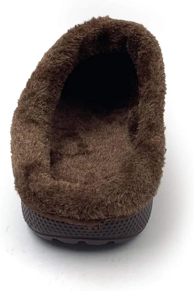 Amoji Fur Lined Clogs Fleece Garden Slippers House Home Winter Clogs Shoes