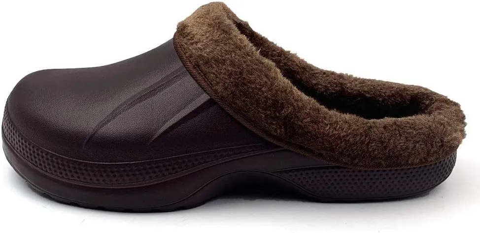 Amoji Fur Lined Clogs Fleece Garden Slippers House Home Winter Clogs Shoes