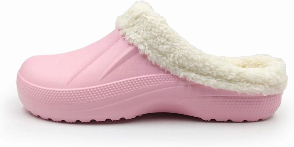 Amoji Fur Lined Clogs Fleece Garden Slippers House Home Winter Clogs Shoes
