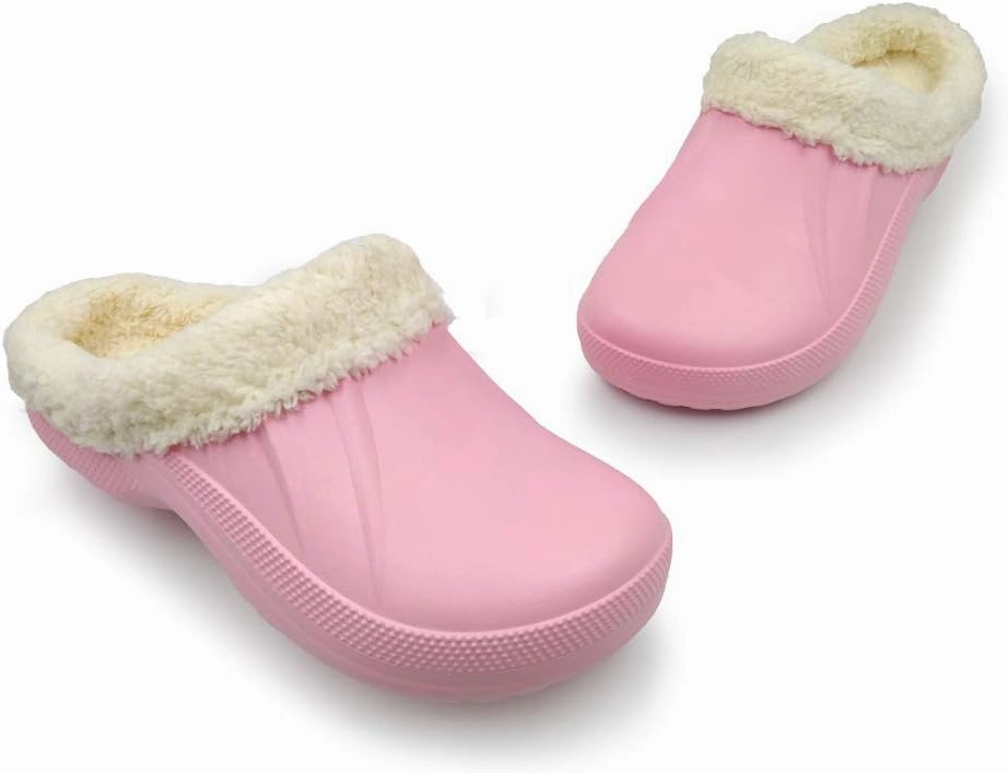 Amoji Fur Lined Clogs Fleece Garden Slippers House Home Winter Clogs Shoes