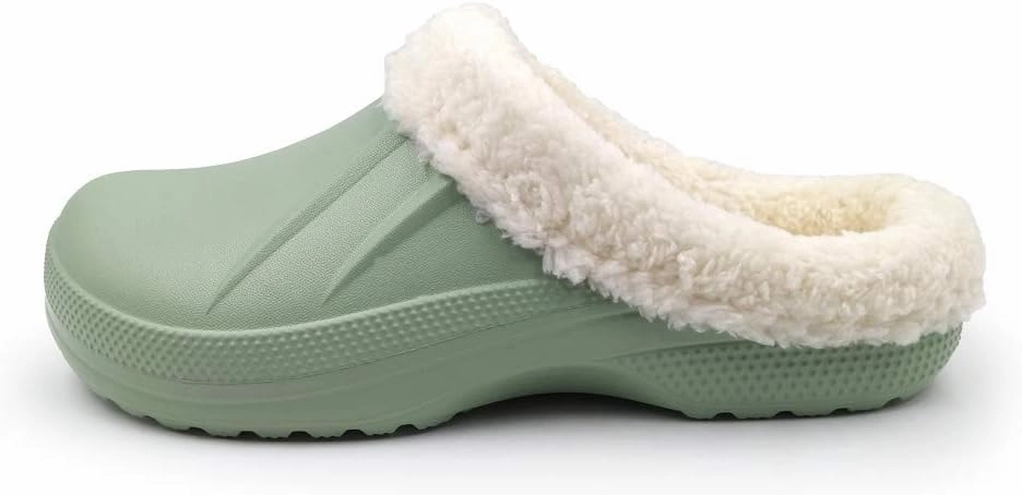 Amoji Fur Lined Clogs Fleece Garden Slippers House Home Winter Clogs Shoes