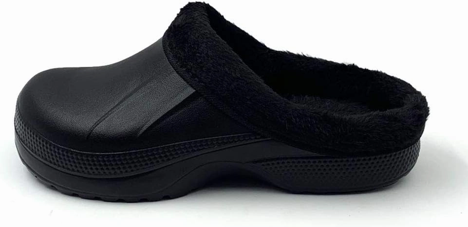 Amoji Fur Lined Clogs Fleece Garden Slippers House Home Winter Clogs Shoes