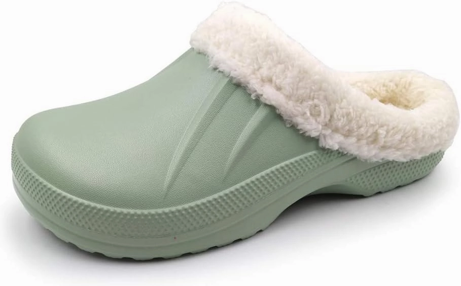 Amoji Fur Lined Clogs Fleece Garden Slippers House Home Winter Clogs Shoes