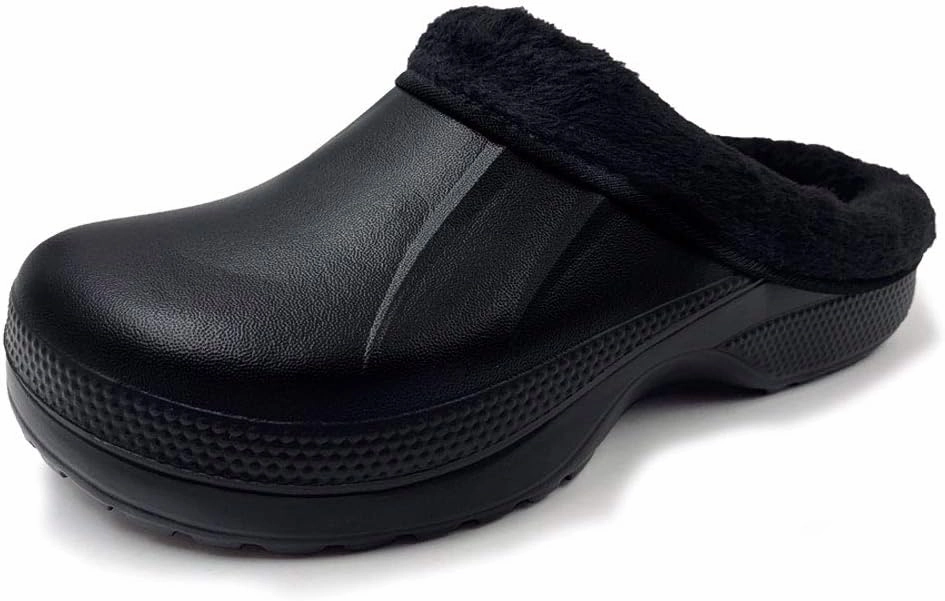 Amoji Fur Lined Clogs Fleece Garden Slippers House Home Winter Clogs Shoes