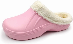 Amoji Fur Lined Clogs Fleece Garden Slippers House Home Winter Clogs Shoes