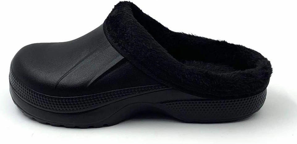 Amoji Fur Lined Clogs Fleece Garden Slippers House Home Winter Clogs Shoes