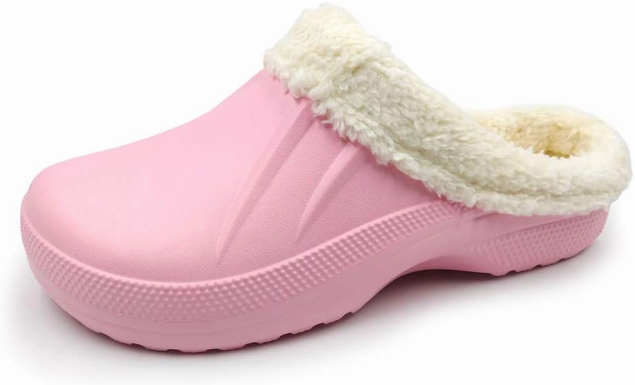 Amoji Fur Lined Clogs Fleece Garden Slippers House Home Winter Clogs Shoes