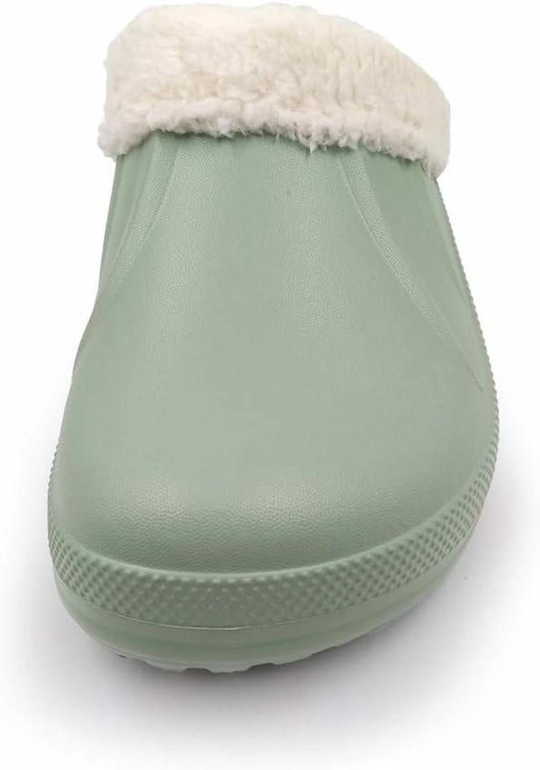 Amoji Fur Lined Clogs Fleece Garden Slippers House Home Winter Clogs Shoes