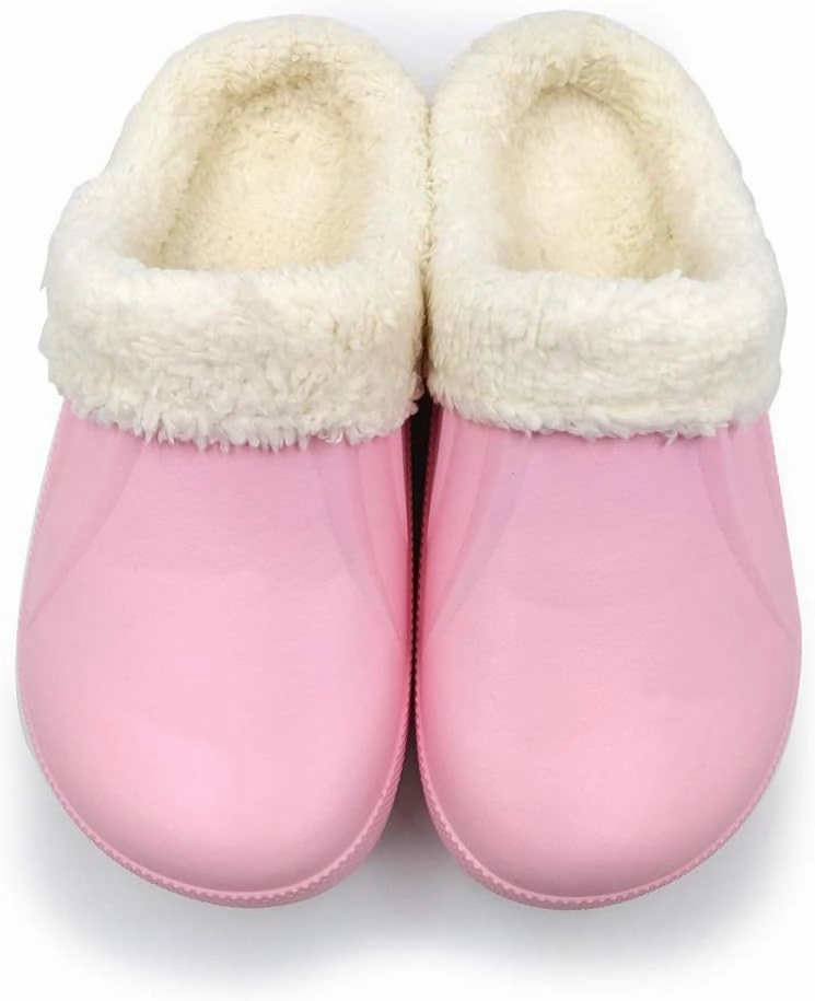 Amoji Fur Lined Clogs Fleece Garden Slippers House Home Winter Clogs Shoes